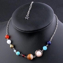 Solar System Necklace Gemstone Planet Bead Necklace Celestial Astronomy Jewelry - $44.55