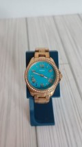 FOSSIL Womens AM4584 &#39;Cecile&#39; Turquoise Dial Rose Gold Tone 29mm Watch - $21.77