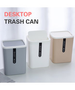 Desktop Trash Can Small Plastic Waste Bin Swing Lid Bedroom Kitchen Office - £7.85 GBP