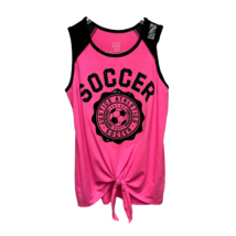 Justice Girls Sleeveless Top Pink Black Soccer Sequined Front Tie 14-16 New - $18.99