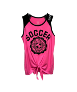 Justice Girls Sleeveless Top Pink Black Soccer Sequined Front Tie 14-16 New - £15.21 GBP