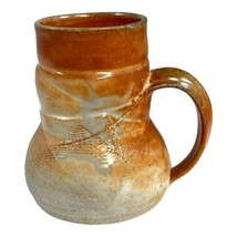 Studio Art Pottery Brown Beige Stoneware Mug Cup Hand Thrown Glazed 4.5” Asian - £24.25 GBP
