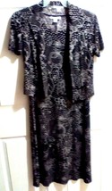 dressbarn Brown White Dots Floral Long Dress Matching Short Sleeve Top Size 6 - £14.95 GBP