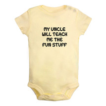 My Uncle Will Teach Me The Fun Stuff Funny Baby Bodysuits Infant Newborn Rompers - £8.36 GBP