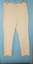 Chicos Ankle Seersucker Striped Cropped  Pants Sz 0 Small Tan Beige White  - $15.79