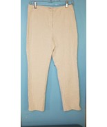 Chicos Ankle Seersucker Striped Cropped  Pants Sz 0 Small Tan Beige White  - $21.64 CAD