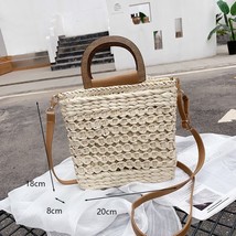 Retro Top Handle Design Crossbody Bag for Women Branded Simple Summer Straw Wove - £21.45 GBP