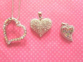 Heart crystal pendants -SET OF 3 - £9.93 GBP