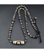 Collier pendentif vintage ancien agate 3 perles Tibet Himalaya Dzi - $2,532.82 MXN