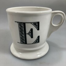 Anthropologie Initial E Coffee Tea Mug Cup White with Black Letter 12 oz - $18.13