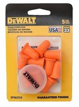 DeWALT DPG63TC5 Foam Ear Plugs Cordless with Case 5 Pair/Pack Orange Large - $16.47