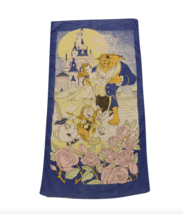 Vintage 90s Disney The Beauty and the Beast Spell Out Bath Beach Towel Cotton - $39.55