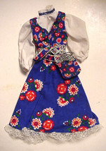 Barbie Dolls of the World Norwegian Doll Dress Blue Red Floral With Purs... - $18.98