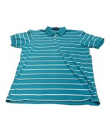 Claybrooke Polo Shirt Men&#39;s XL Blue White Striped Cotton Short Sleeve Co... - £16.00 GBP