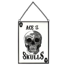 Cabinet of Curiosities Glass Wall Sign Ace of Skulls Brand New Novelty Gift - $13.92