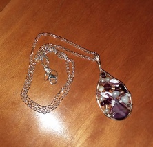 Handcrafted Wire-Sewn Amethyst Gemstone Pendant Necklace - £24.05 GBP