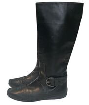 Vintage Tod’s Black Leather Winter Boots Knee High Italy Box M Buck Women sz 9 image 2