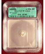 Rare Stunning c. 550 BC Silver Greek Diobol Miletus in Ionia ICG EF40! - €344,61 EUR