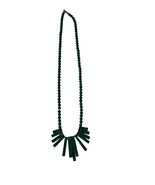 Vintage Green Malachite Style Necklace Fan Fringe Statement Beaded 14 In... - $28.80
