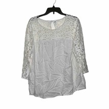 Old Navy Blouse Size XL White With Lace Womens Cotton Blend 3/4 Sleeve Top - £14.78 GBP