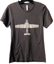 Bella+Canvas T shirt Boys XL Brown Airplane Graphic Short Sleeve Crew Neck - $8.51