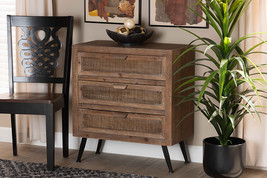 Lovina Whitewashed Natural Brown Rattan 3-Drawer Storage Cabinet - $4,017.88 MXN
