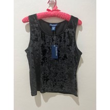 Vintage Evan-Piccone Crushed Velvet Black Tank Top Brand New - £15.81 GBP