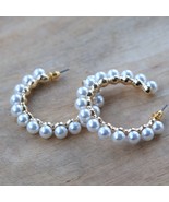 Classic Pearl Hoops Earrings - $331.78 MXN