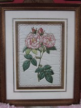 1800s Embroidery Needle Point On Silk Roses - £97.78 GBP