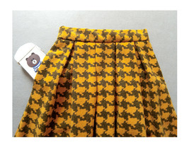 Winter Yellow Houndstooth Skirt Women Custom Plus Size Midi Pleated Skirt image 6