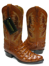 Mens Cognac Cowboy Boots Crocodile Back Pattern J Toe Rodeo Botas - £112.24 GBP