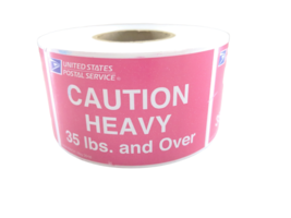 USPS Caution Heavy 35 lbs, And Over, 500 Labels Roll - £8.82 GBP