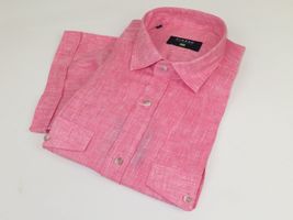 Men's Ciazzo Turkey 100% Linen Breathable Shirt Short Sleeves #Linen 29 Pink image 4