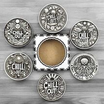 Chill Out Coaster Set: Engraved Wood Coasters with Storage Box - $30.00