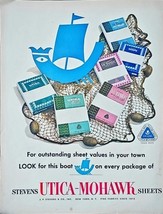 Stevens UTICA-MOHAWK Sheets Look for the boat-1953 Vintage Print Ad - $9.46