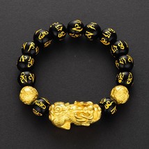 Feng Shui Black Obsidian Bracelet Men Women Original Natural Wealth Charm Chines - £30.16 GBP