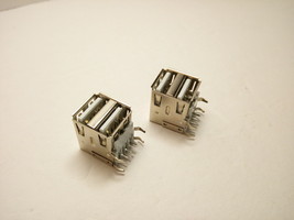 2 Pcs Lot Standard Double USB Jack Socket Type A 90 Degrees Port Female 8 Pins - £7.80 GBP