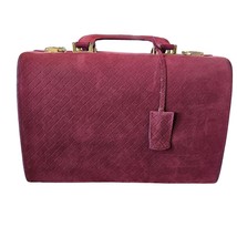 Vintage Oxblood Red Woven Suede Makeup Travel Case Lock Key Neiman Marcus 12x9x7 - £122.99 GBP