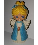 VTG Christmas Angel Choir Hand Painted Ceramic Figurine MCM 60s 70s Blue... - $19.99
