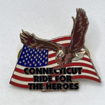 Connecticut Ride For Heroes Motorcycle Rally Biker Enamel Lapel Hat Pin Pinback - £7.43 GBP