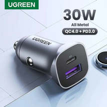UGREEN 30W USB A / Type-C Fast Charging Car Socket - Power Delivery PD A... - $16.87+