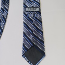 Platinum Designs Men's Tie Blue/Gray Striped 100% Silk Classic Length image 6