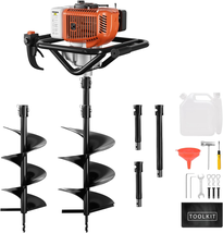 Gas Powered Earth Digger with 2 Auger Drill Bits(6&quot; &amp; 8&quot;) + 3 Extension ... - $412.85