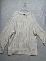 Talbots Open Knit Pullover Sweater Womens Plus 3X Casual Metallic Holiday Gray - £26.08 GBP