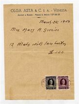 Olga Asta Venice Italy Sales Receipt with 2 Marco Da Bollo Revenue Stamp... - $17.82