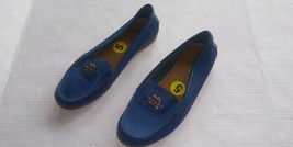 COACH  OPAL Women  Pebble Leather Royal Blue Slip On Flat Shoe Loafer Size 5 EUC - £30.59 GBP