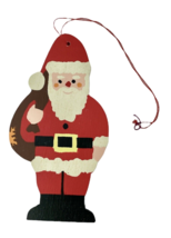 German Christmas Ornament Santa w Sack of Gifts Handmade Hand Painted - $8.87