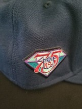 New Era New England Patriots 75th Anniversary Navy Patch Fitted Hat 7 5/8 - £32.05 GBP