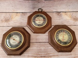 Vintage Verichron Barometer, Thermometer &amp; Hygrometer Set Individual Made In USA - £40.63 GBP