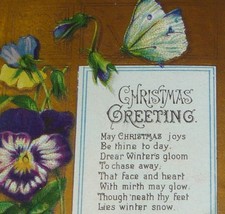 1800&#39;s Antique Victorian Scarce GOODALL Christmas Card With Pansies &amp; Butterflie - £13.07 GBP